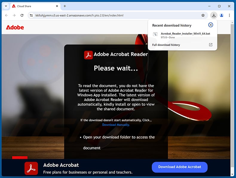 Malicious website promoted through Formal Commercial Offer spam campaign