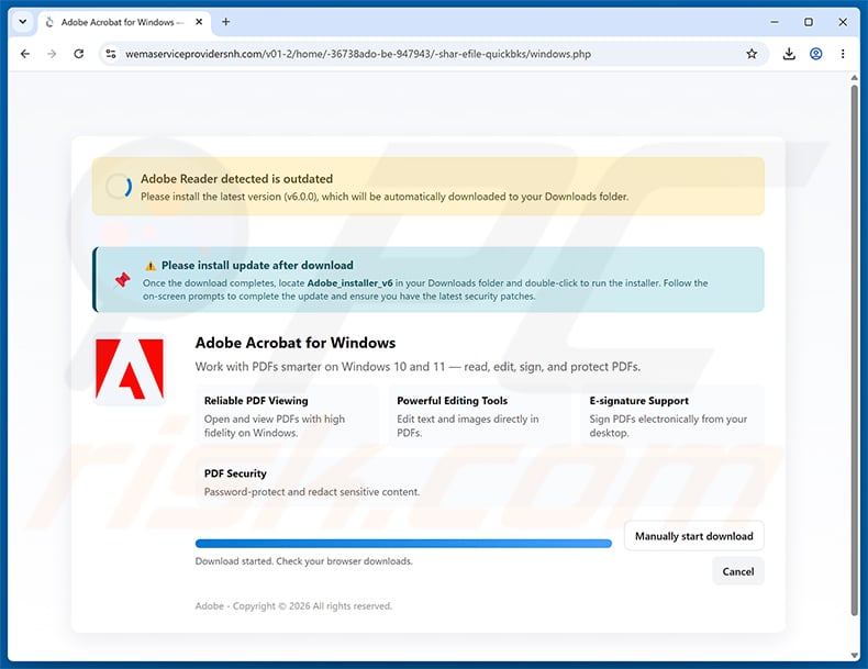Malicious website promoted through Intuit QuickBooks Payment Invoice Email Virus spam campaign