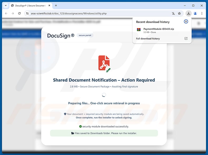 Malicious website promoted through Intuit QuickBooks - Vendor Payment Notice Email Virus spam campaign