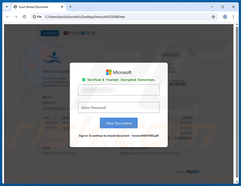 Invoice Payment Is Past Due Email Scam phishing page