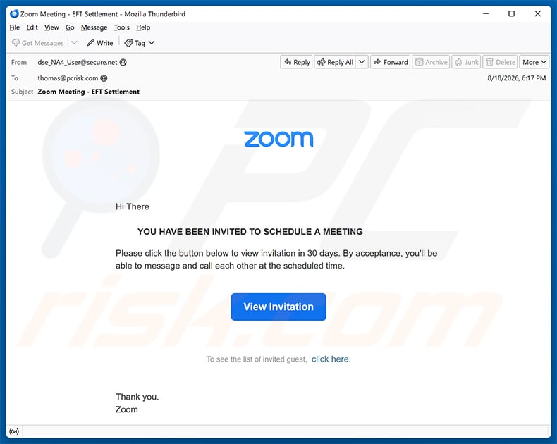 Join Zoom Meeting email scam - sample 2 (2026-08-27)