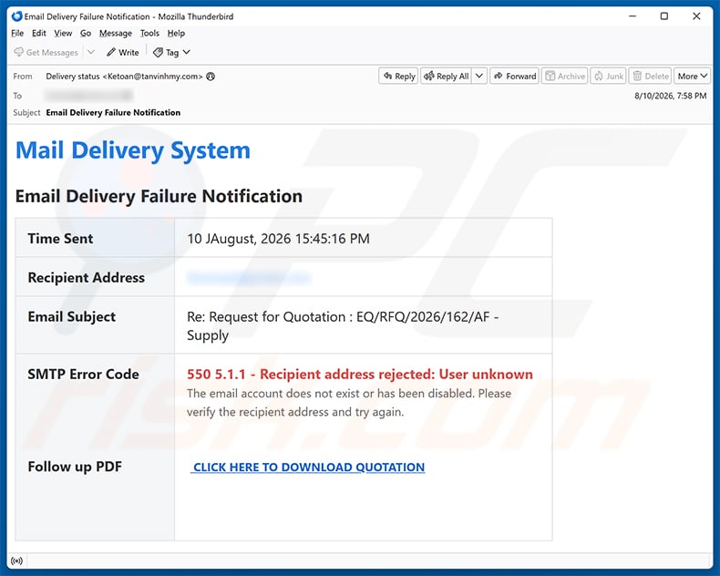 Mail Delivery System scam email (2026-08-11)