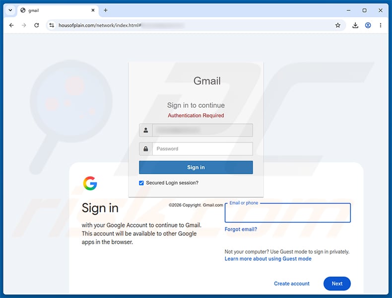 Mandatory Verification/Update Process phishing page