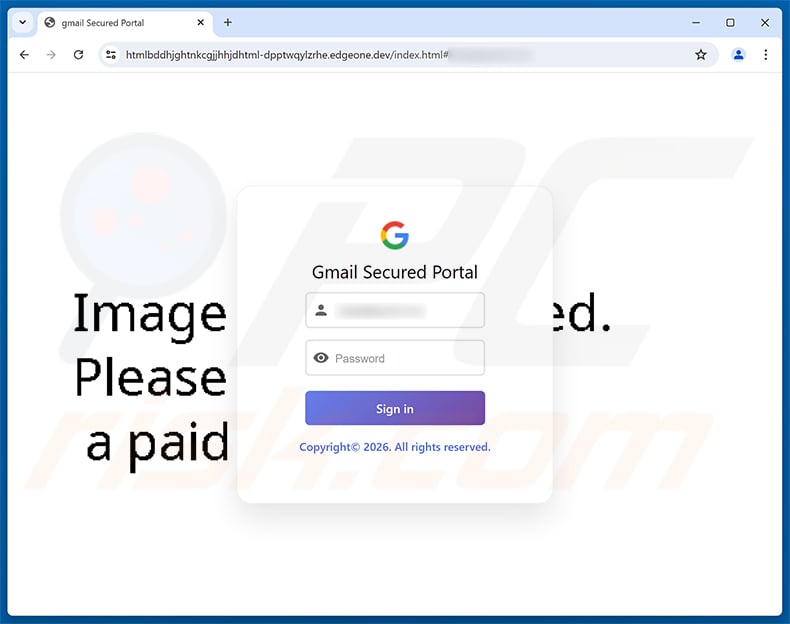 QuickBooks Payment Is On The Way Email Scam phishing page