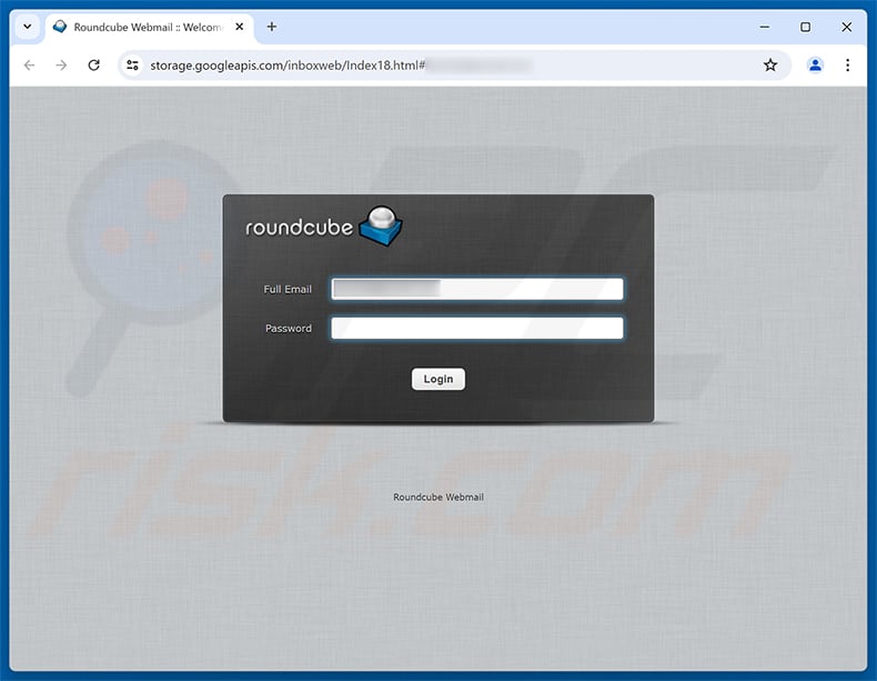 Roundcube Account Errors Email Scam phishing page
