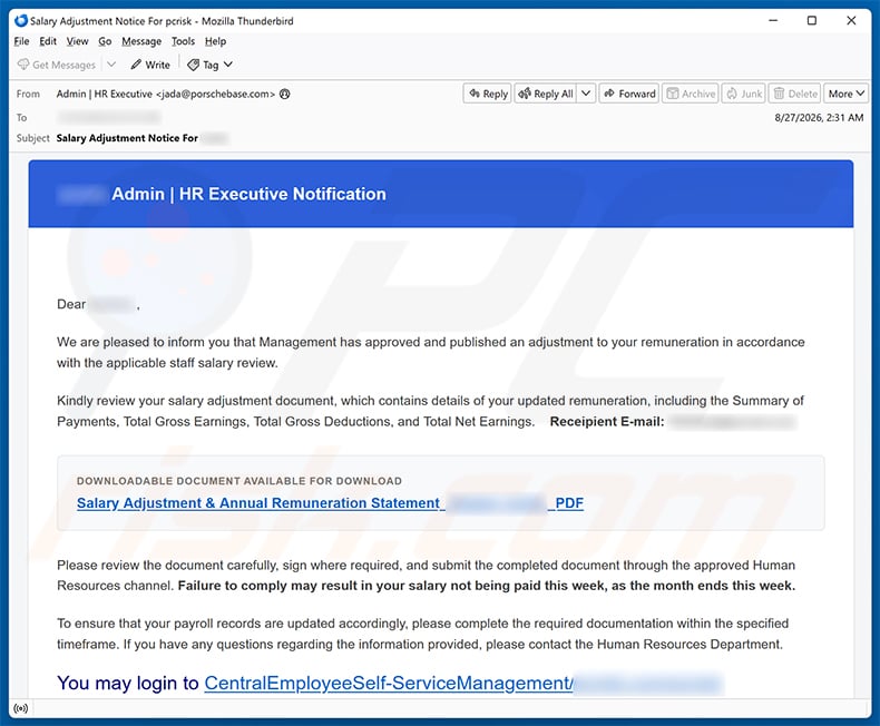 Salary Review email scam (2026-08-28)
