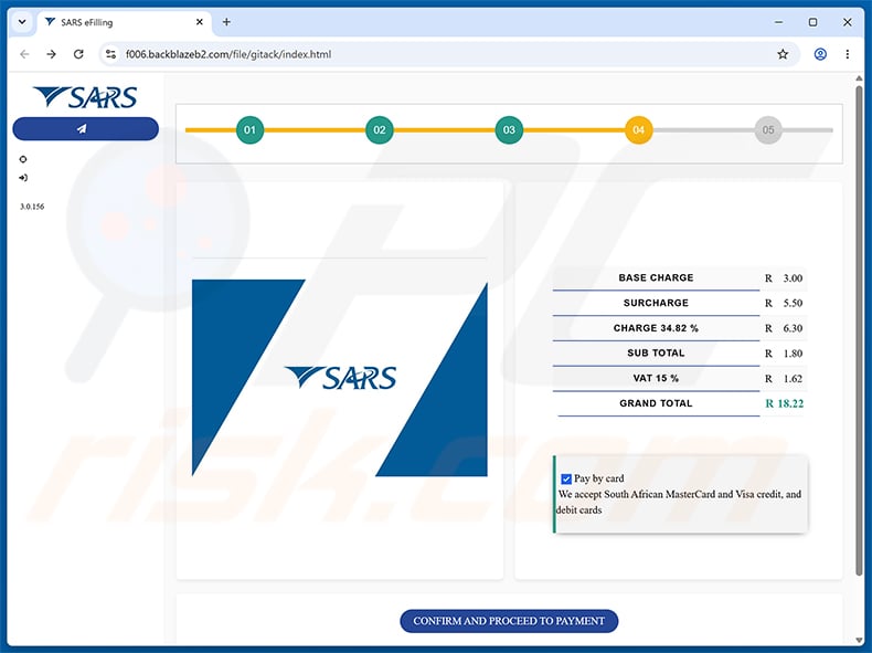 SARS Tax Refund Email Scam phishing page