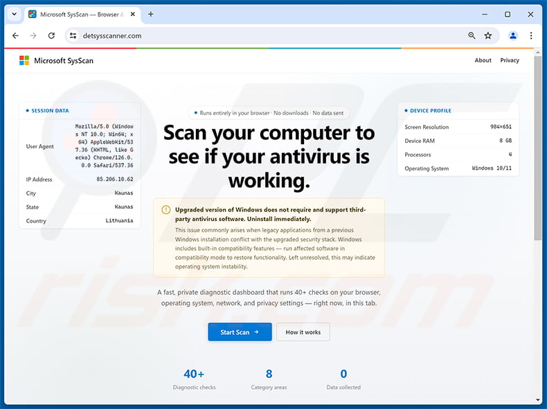 Scan Computer To See If Antivirus Is Working POP-UP Scam