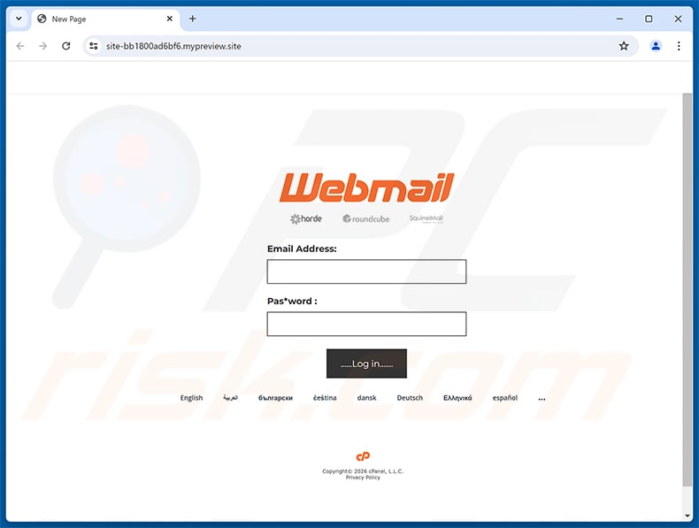 Server Password Expired Email Scam phishing page