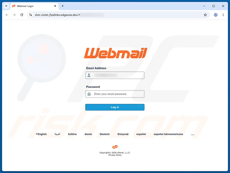 System Migration & Security Notice phishing page