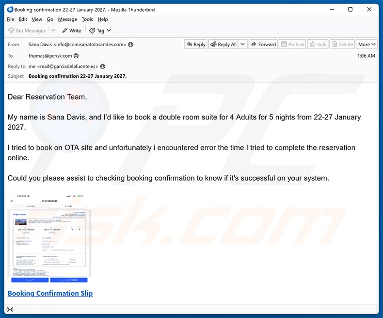 Trip.com Booking Confirmation email virus (2026-08-10)