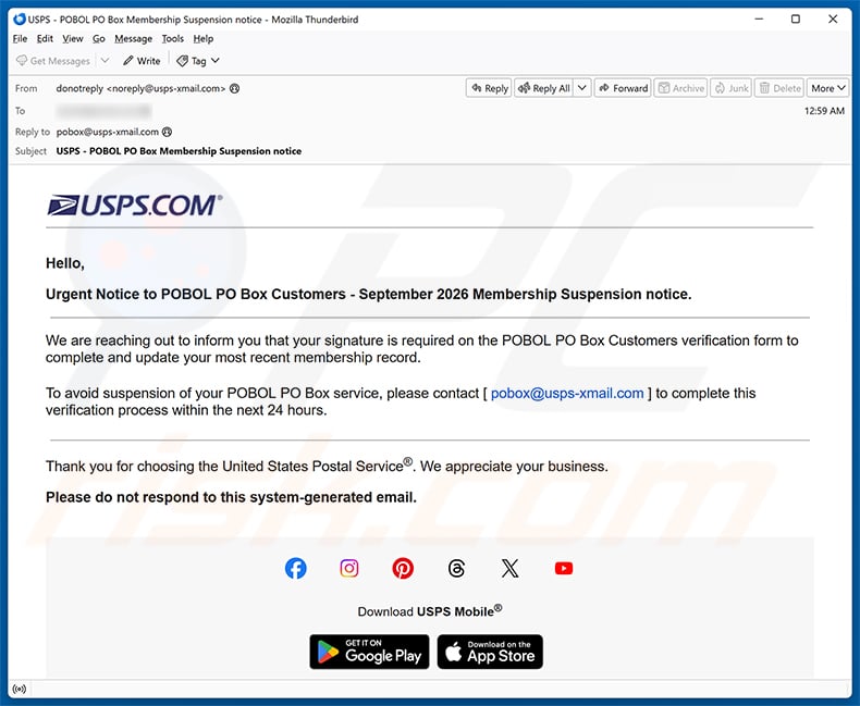 USPS - Your Signature Is Required email spam campaign