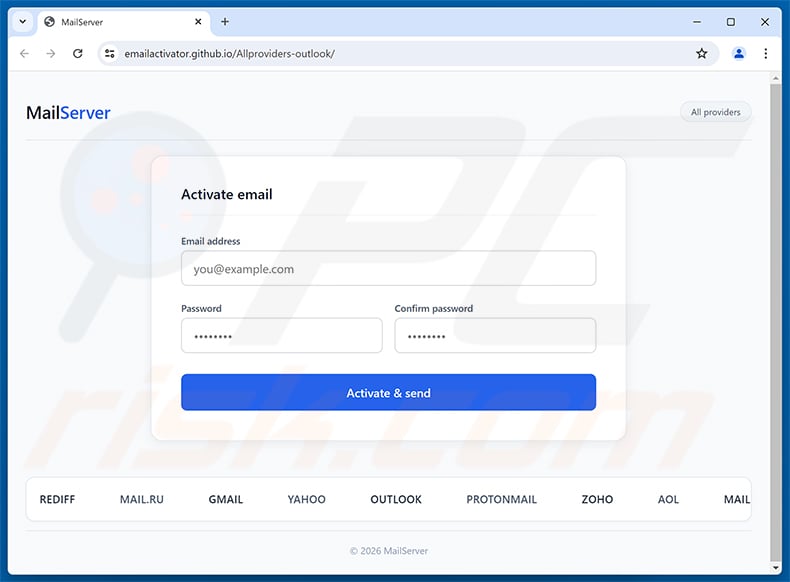 Verify Your Email Server Account Scam phishing page