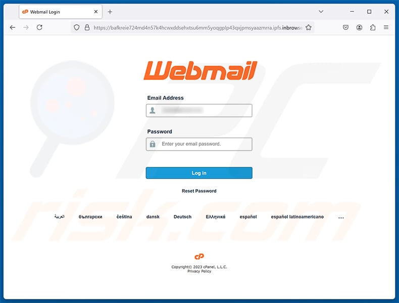 Webmail Optimum Terms and Conditions Update Email Scam phishing page