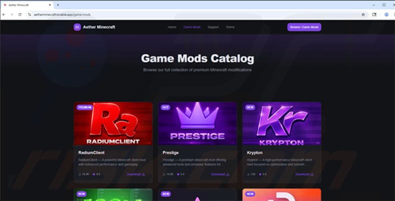 Fake website distributing WeedHack Malware 1