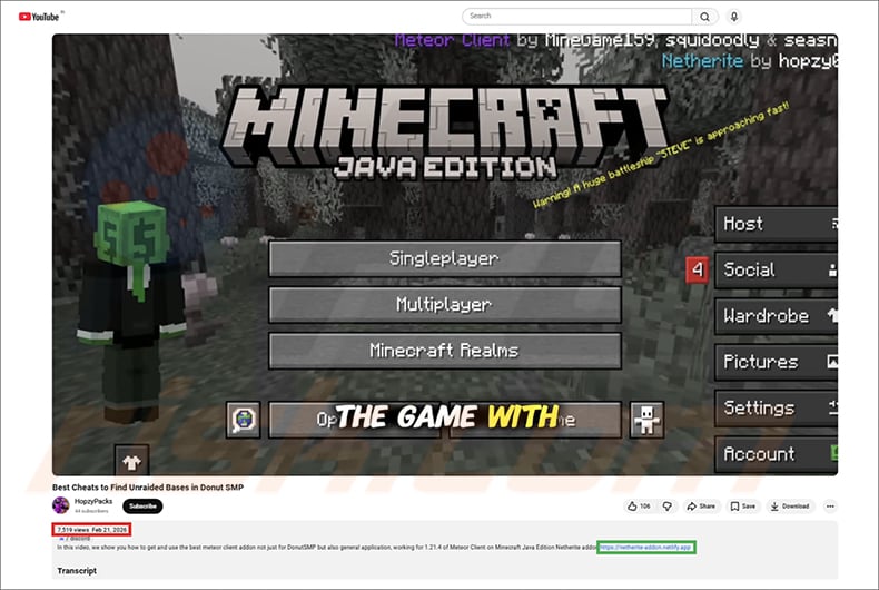 YouTube video used to distribute WeedHack Malware