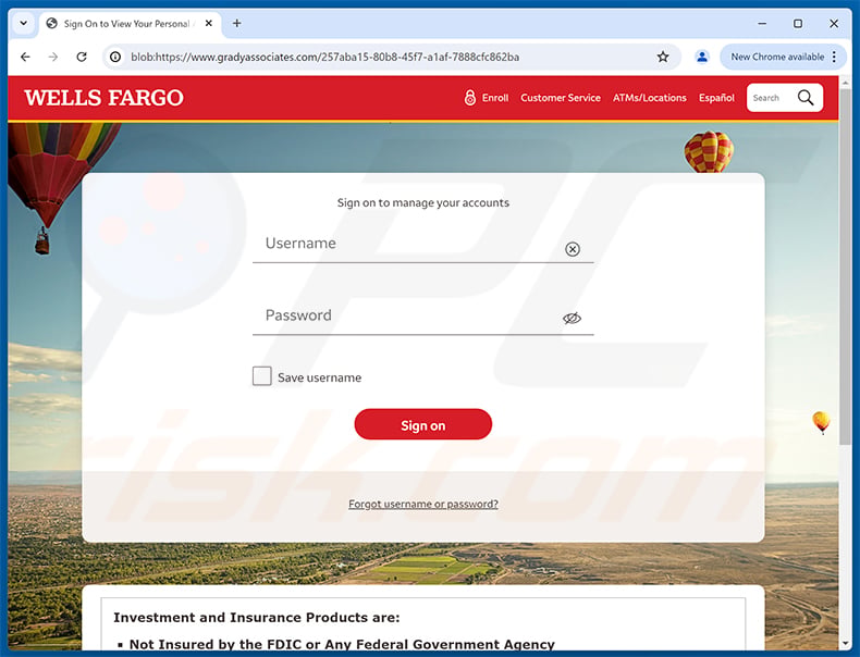 Phishing site promoted via Wells Fargo - Important Security Check email scam (2026-08-12)
