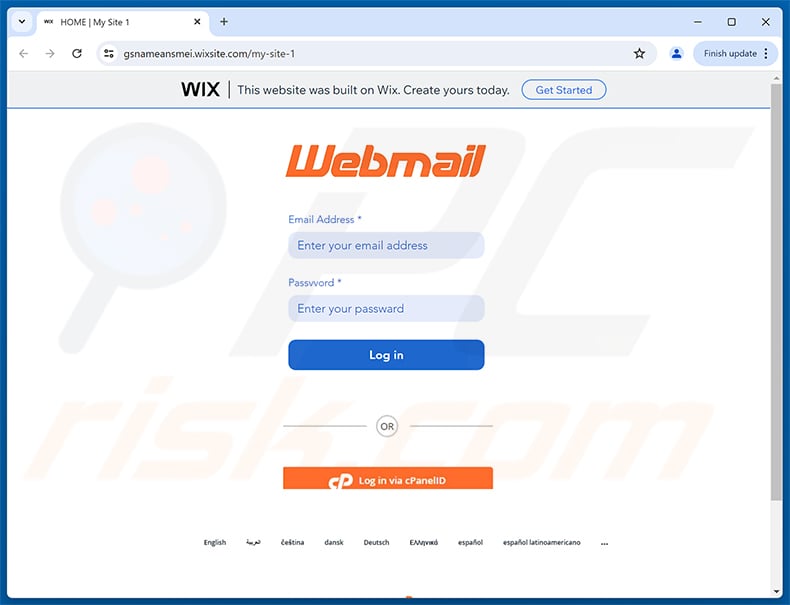 You Have Missed A Delivery From DHL phishing page