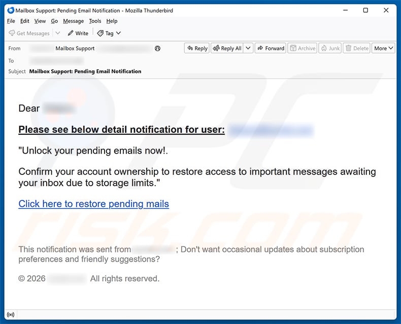 Account Ownership Confirmation Email Scam email spam campaign