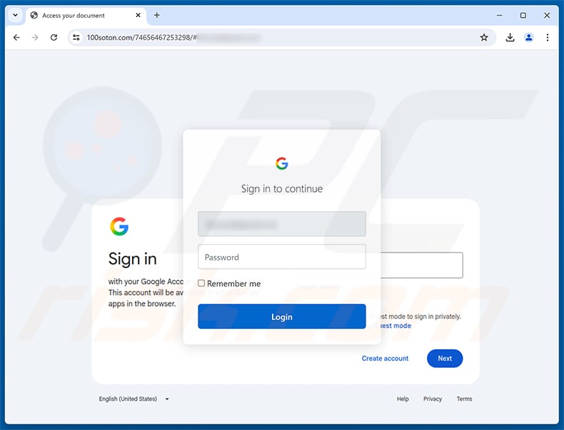 Attached Order List Email Scam phishing page