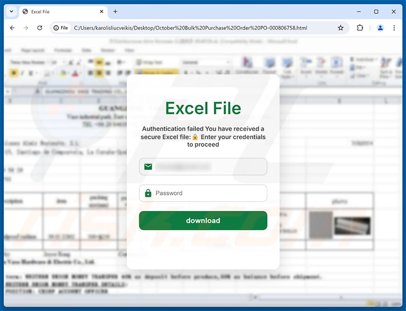 HTML file attached to Attached Order List Email Scam (2026-09-23)