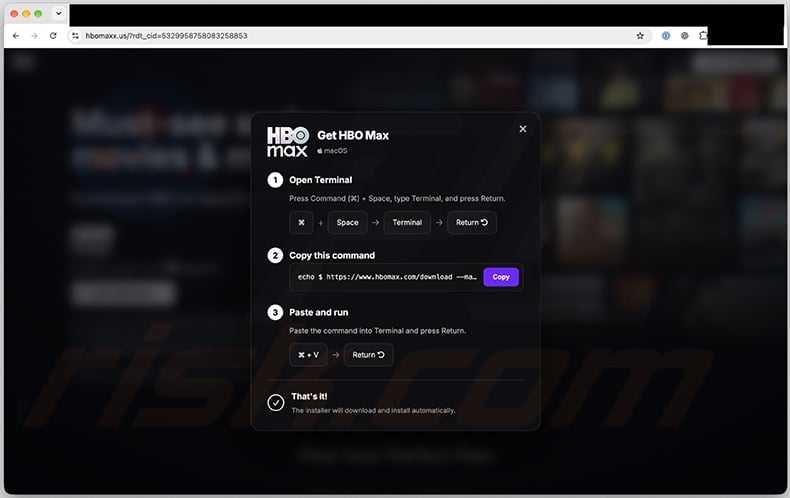HBO Max-themed ClickFix Malware (Mac)