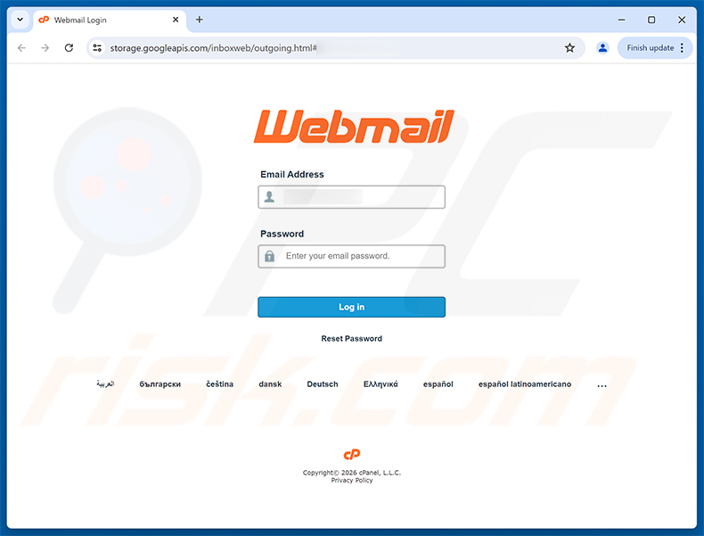 Phishing site promoted via cPanel password expiration reminder email scam (2026-09-07)