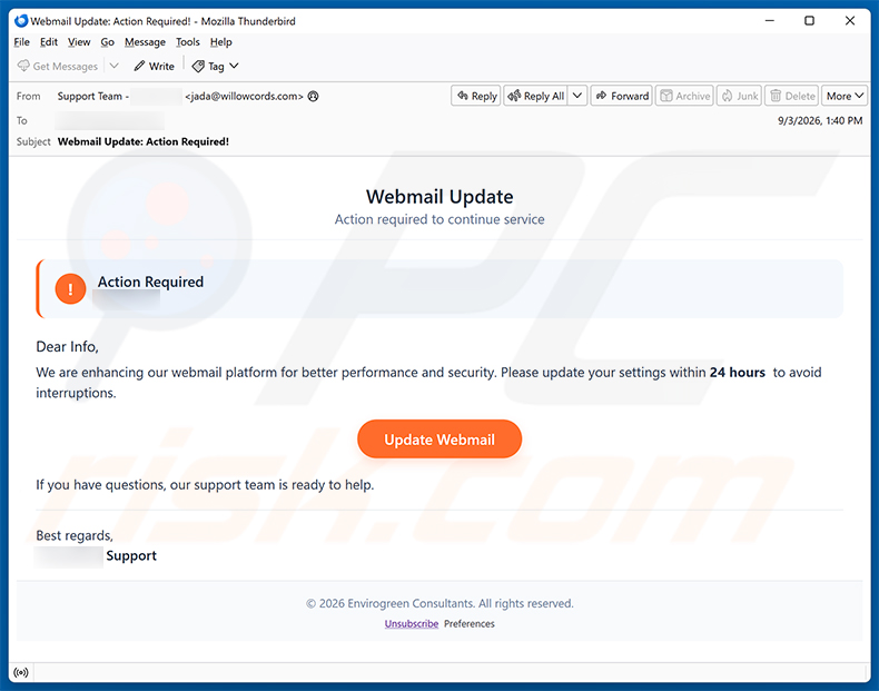 cPanel - Webmail Update Required email scam (2026-09-04)