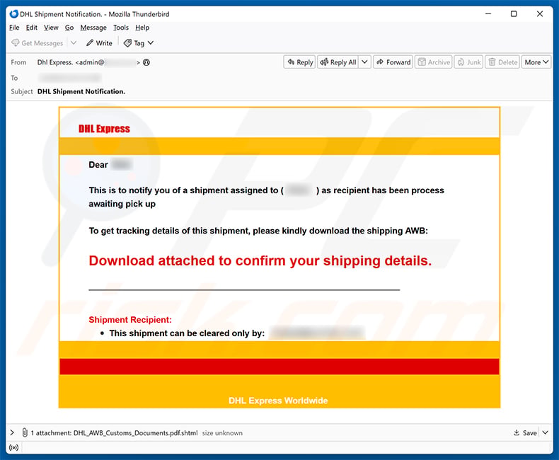 DHL - Shipment Assigned email scam (2026-09-02)