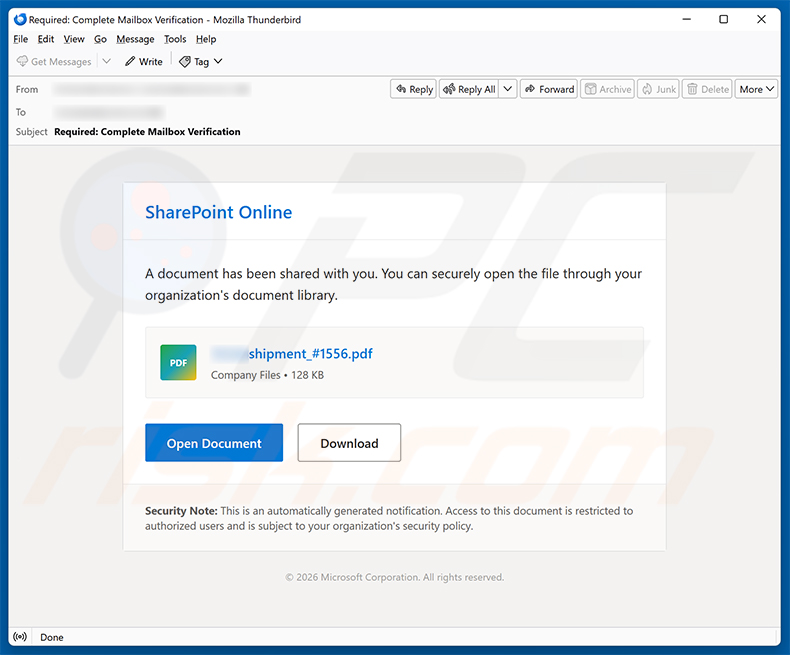Document Has Been Shared With You On SharePoint Email Scam (2026-09-23)