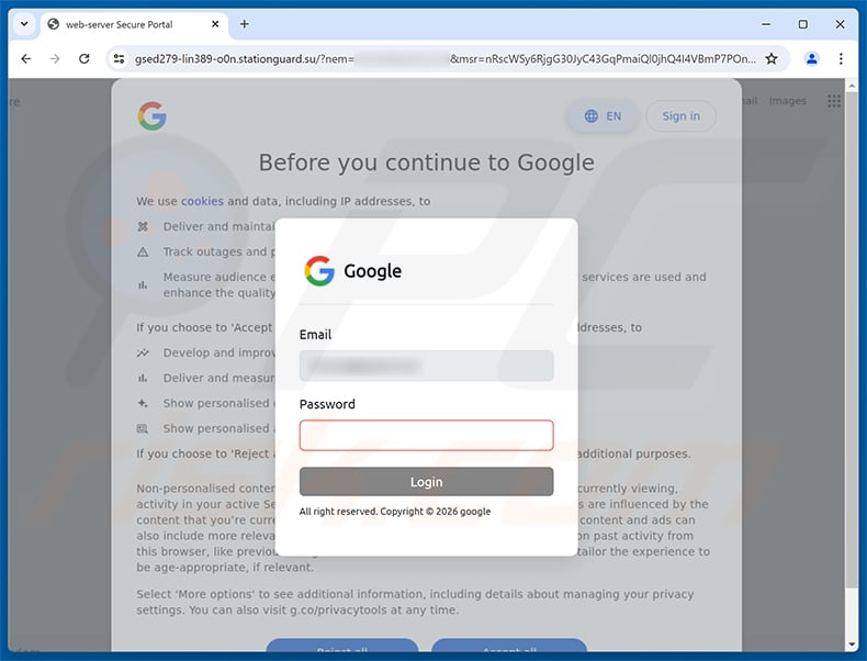 Domain(s) Expired phishing page