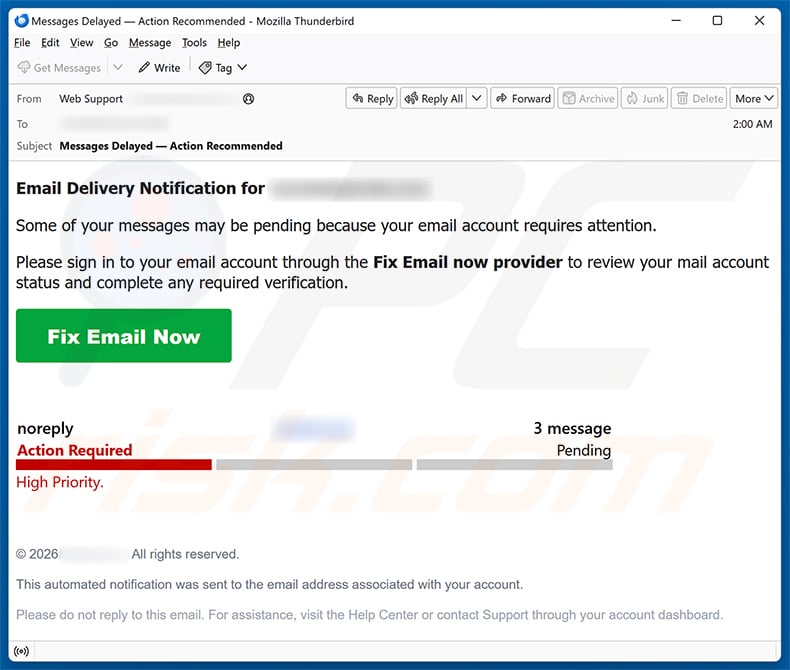 Email Delivery Notification Scam email spam campaign