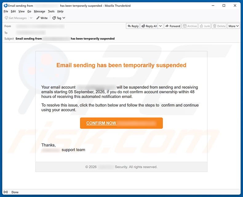 Email Sending Has Been Temporarily Suspended email scam (2026-09-04)