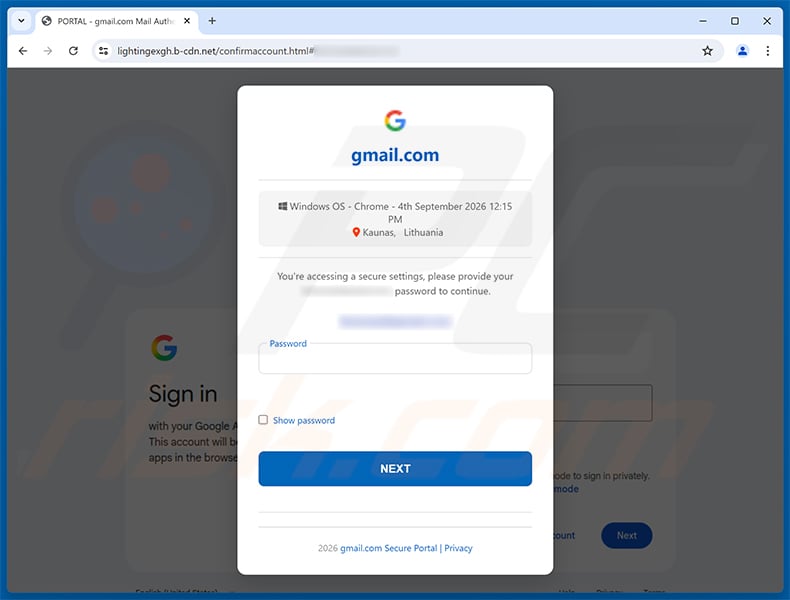 Phishing site promoted via Email Sending Has Been Temporarily Suspended email scam (2026-09-04)