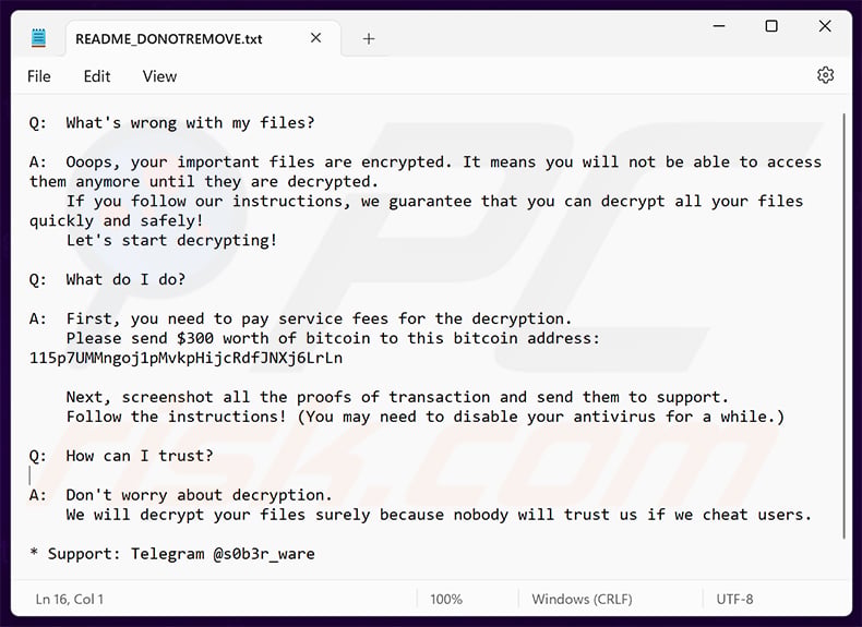 Face Melter ransomware ransom note (README_DONOTREMOVE.txt)
