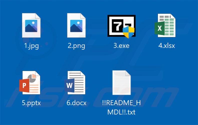 Files encrypted by HMDL ransomware