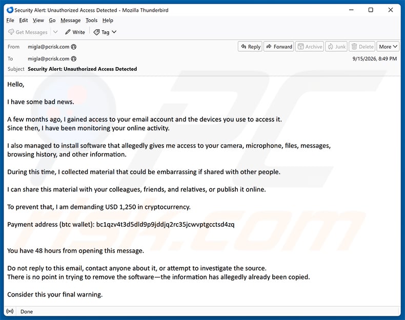 I Have To Share Bad News With You Email Scam (2026-09-16)