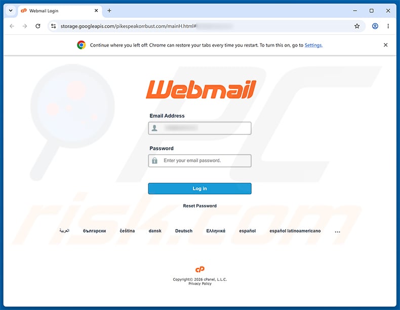 IMAP Sync Failure email scam phishing page
