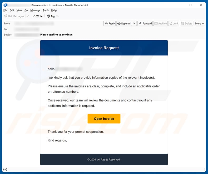 Invoice Request email scam (2026-09-09)
