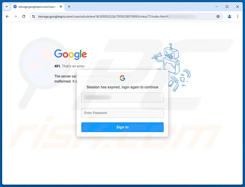 Leave Availability Notice email scam phishing page