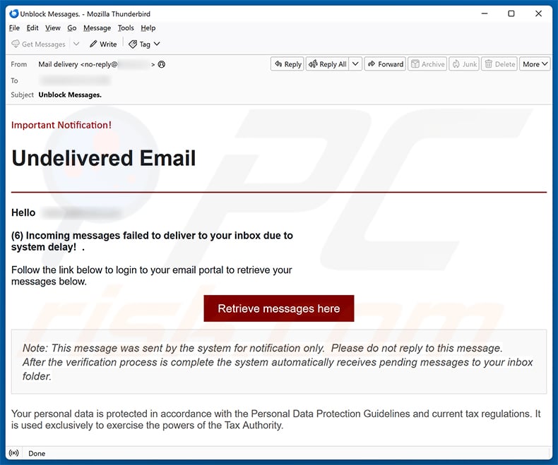 Messages Failed To Deliver Due To System Delay email spam campaign
