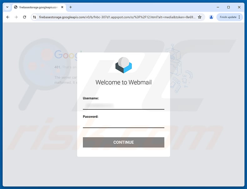 Office 365 - Your Mailbox Has Failed To Sync phishing page