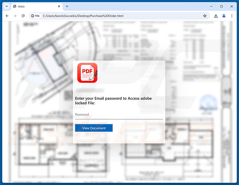 Official Purchase Order email scam phishing page