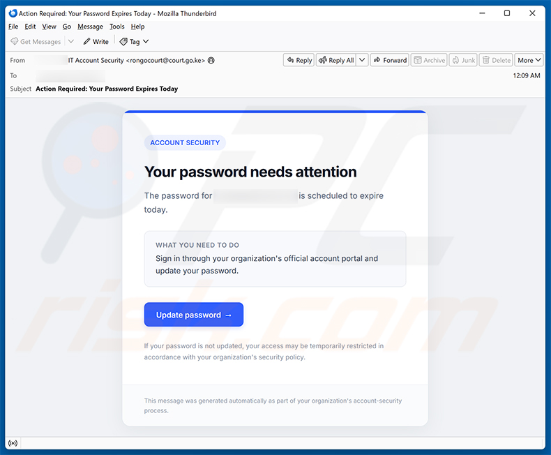 Password Is Scheduled To Expire email scam (2026-09-17)