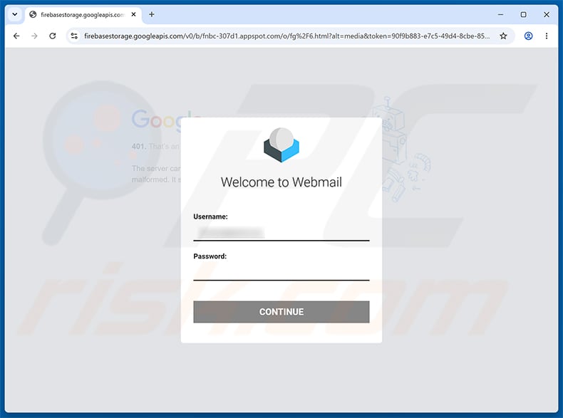 Pending Failed Messages phishing page