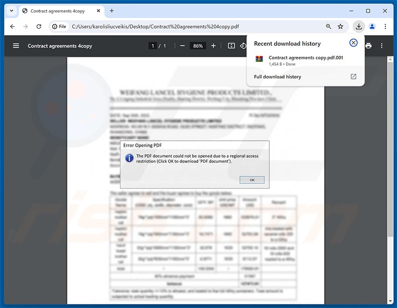 Proposed Contract Changes email virus attachment