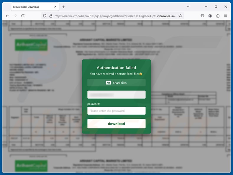 Purchase Order Available On Workspace Drive phishing page
