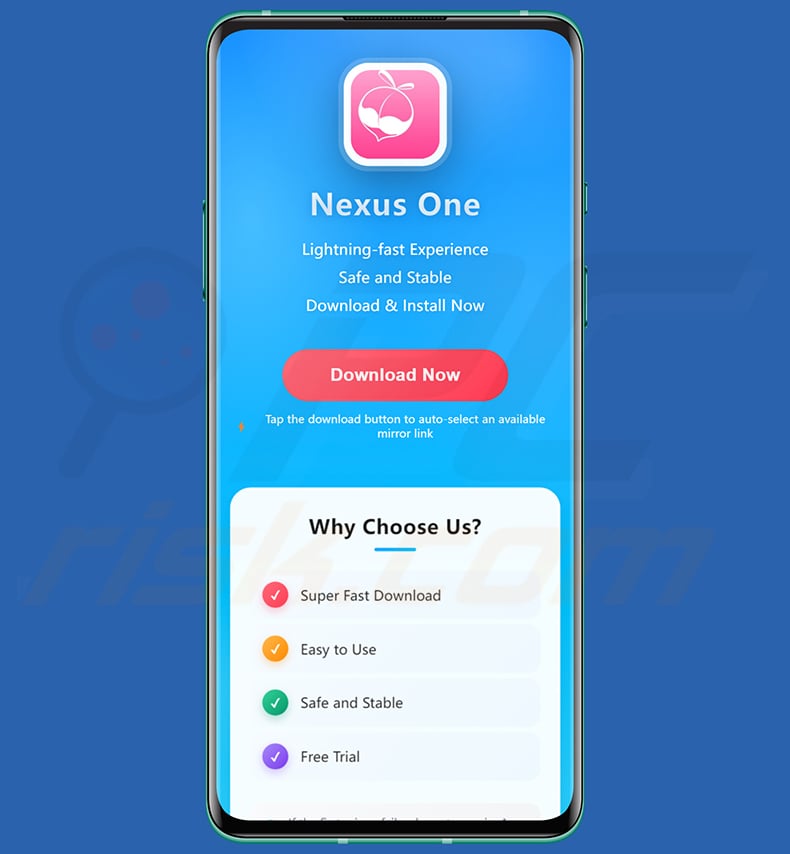 Deceptive website promoting RatHat malware as Nexus One app