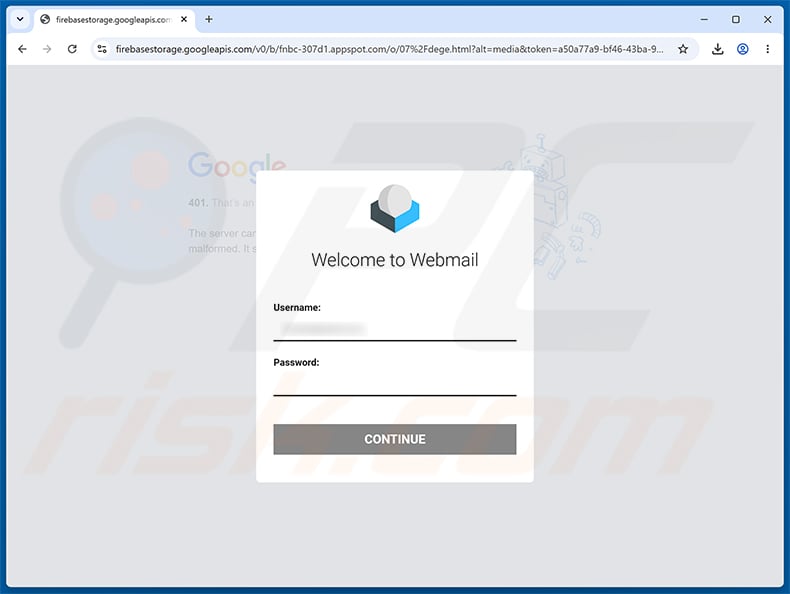 Retrieve Failed Messages Email Scam phishing page