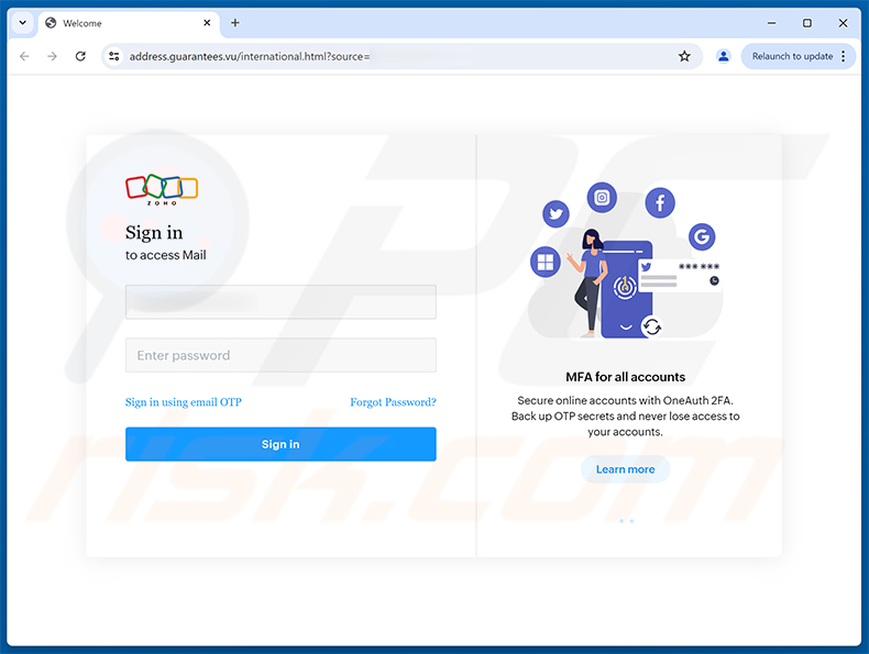 Phishing site promoted via Review Your Email Settings scam campaign (2026-09-01)